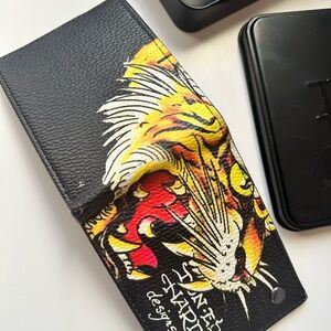 Ed Hardy Tiger Bifold Black Wallet